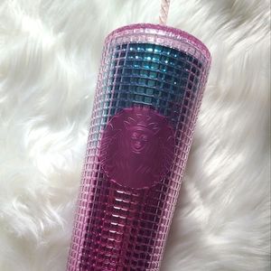 Starbucks 2021 Pink Blue Grid Tumbler